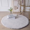 thumbnail image 2 of Soft Fluffy Faux Rabbit Fur Area Rugs, Indoor Decor Mat, 3 x 3 Feet, Round Grey, 1 Pack, 2 of 5