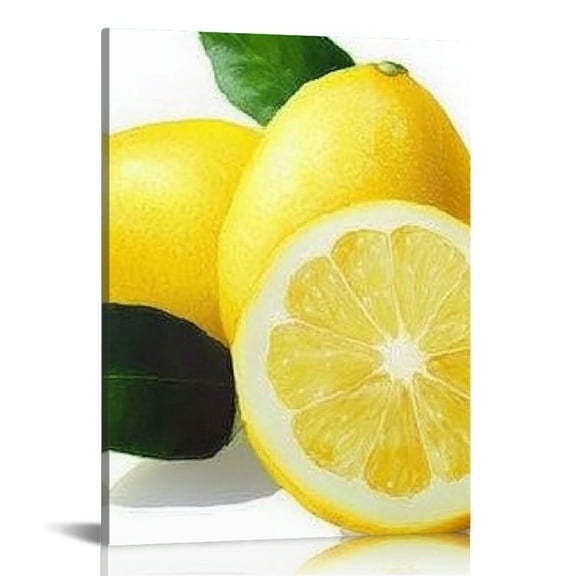 ZFLMY Lemons Leaves Canvas Prints Wall Art - Ready to Hang Home Decor for Living Room, Bathroom, Bedroom, Office 12x16in