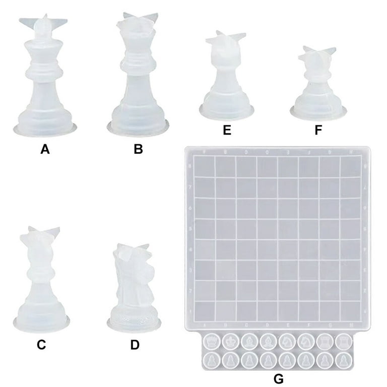 Worallymy Chess Silicone Mold White Chess Set Molds Eco-friendly