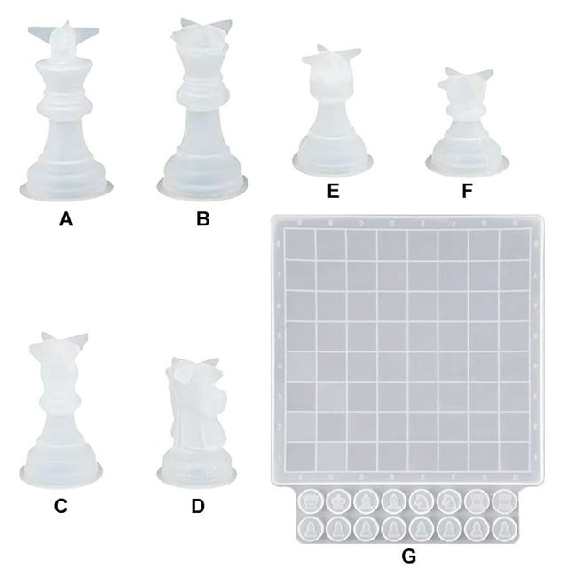 jesticaly Silicone Chess Mold Resin Safe Non-stick Handheld Heat-proof Mould Home Decorations Molds Homemade Artcrafts Casting Type 3 1Set