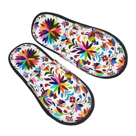

Ocsxa Mens Womens Cozy Memory Foam Scuff Slippers Slip On Warm House Shoes Indoor/Outdoor-Mexican Bright Style