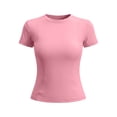 thumbnail image 4 of CQONEPT Women Elastic Workout Shirts Breathable Compression Quick Dry Gym Lightweight Basic Fitted Running Tops Pink XL, 4 of 5