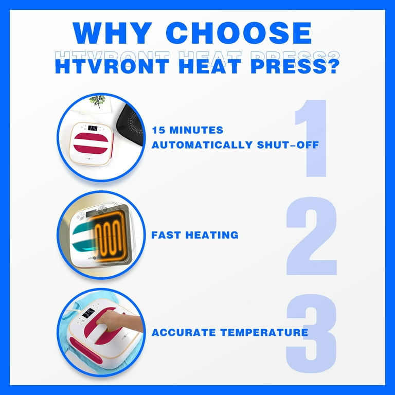 HTVRONT Heat Press Small Heat Press Machine for T Shirts, Small Heat Press  Iron Press for Heating Transfer(Raspberry Red)