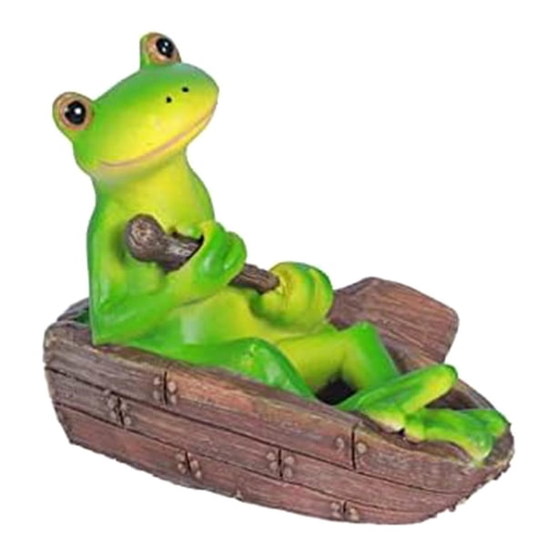 Jardín de la estatua de la rana - ranas felices de la resina en figuras del banco, decoraciones del verano de la decoración de la rana del jardín, Fo