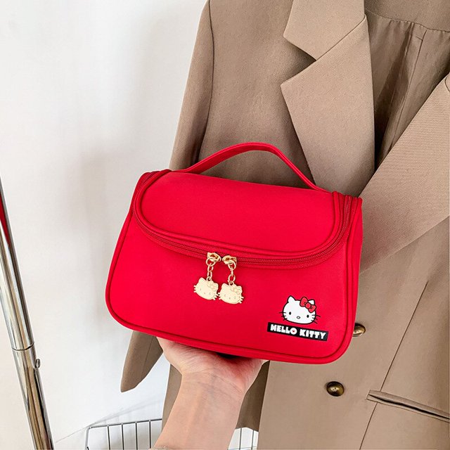 Hello Kitty-bolsa de cosméticos Kawaii Sanrios Anime de gran capacidad, bolso de viaje portátil de alta gama, almacenamiento para el cuidado de la piel, novedad de 2022 Fivean unisex