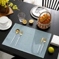 thumbnail image 3 of Vintage Haze Blue Placemats Set of 12, Farmhouse Retro Solid Color Linen Texture Placemats for Dining Table, Place Mats for Kitchen Tabletop, Waterproof Wipeable Dining Table Mats Set, 3 of 9
