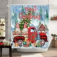 thumbnail image 4 of JOOCAR Christmas Shower Curtain, Vintage Farmhouse Cloth Red Buffalo Plaid Truck Christmas Gnome Christmas Shower Curtain for Home Bathroom Waterproof Festive Decor, 4 of 5