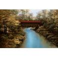 thumbnail image 2 of Romanello, Diane 32x23 Gold Ornate Wood Framed with Double Matting Museum Art Print Titled - Covered Bridge, 2 of 4