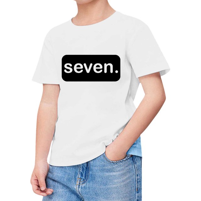 WEIYLL Girls T Shirts Teen Short Sleeve Number Seven Print Trendy White Going Out Tops 4-5 Years