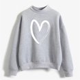 thumbnail image 4 of Pullover Sweater Fall Winter Loose Fit Crew Neck Long Sleeve Cap Drop Shoulder Ribbed Knit Heart Print Leisure Cotton Sweatshirt (Grey,L), 4 of 4