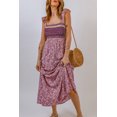 thumbnail image 2 of ABPHQTO Vestido largo floral sin mangas con volantes fruncidos rosa para mujer, 2 of 5
