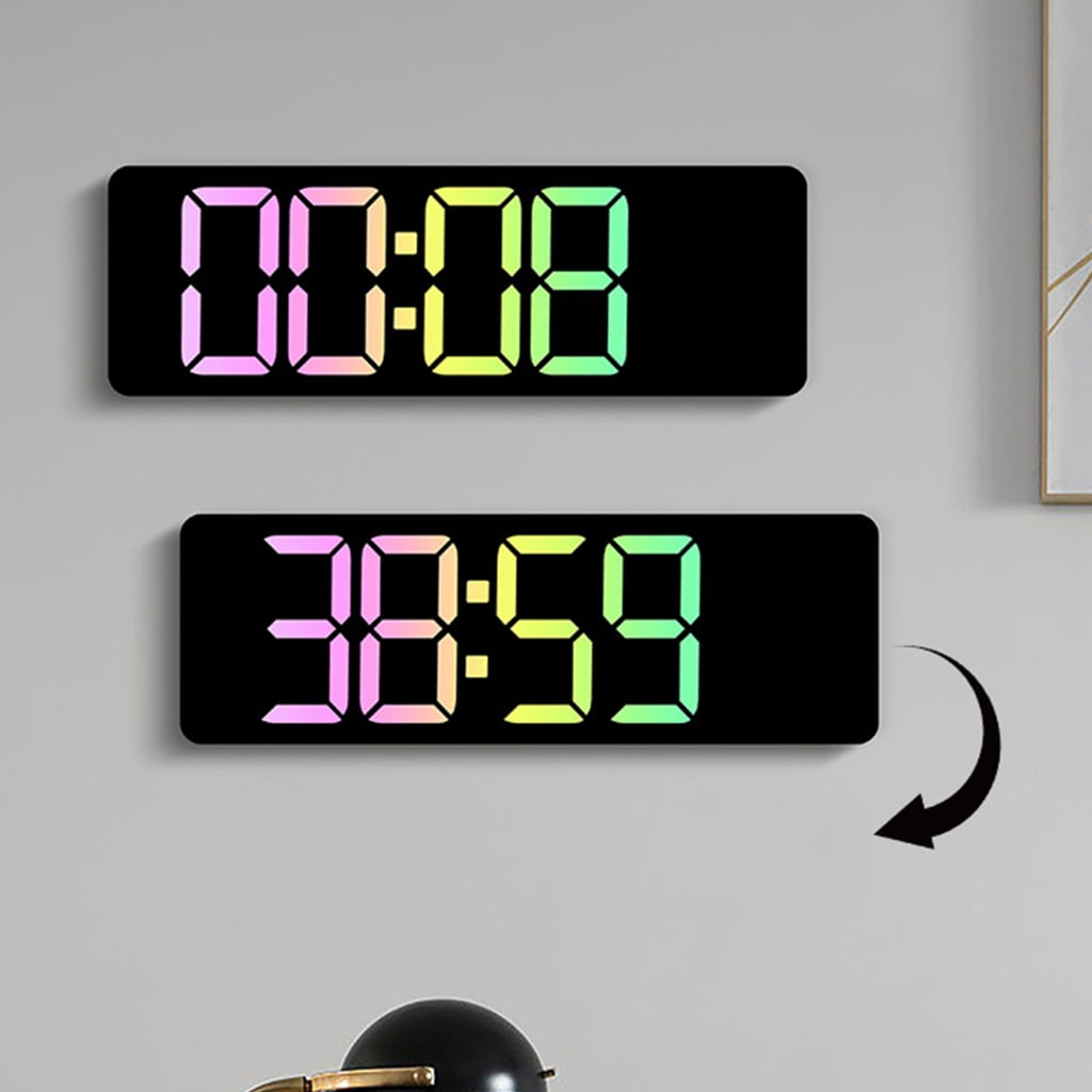 SIEYIO Wall Clock Digital LED Alarm Clock with 12" LED Calendar and Temperature Display for Office Desktop Bedroom Decorations
