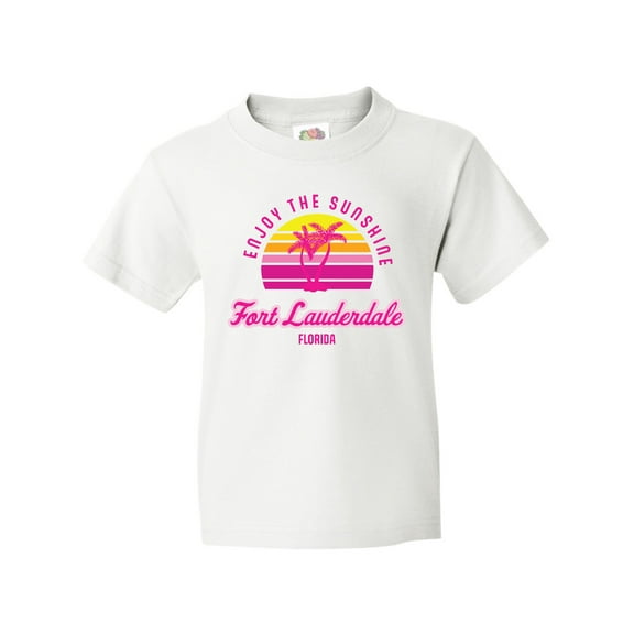 Inktastic Summer Enjoy the Sunshine Fort Lauderdale Florida in Pink Youth T-Shirt