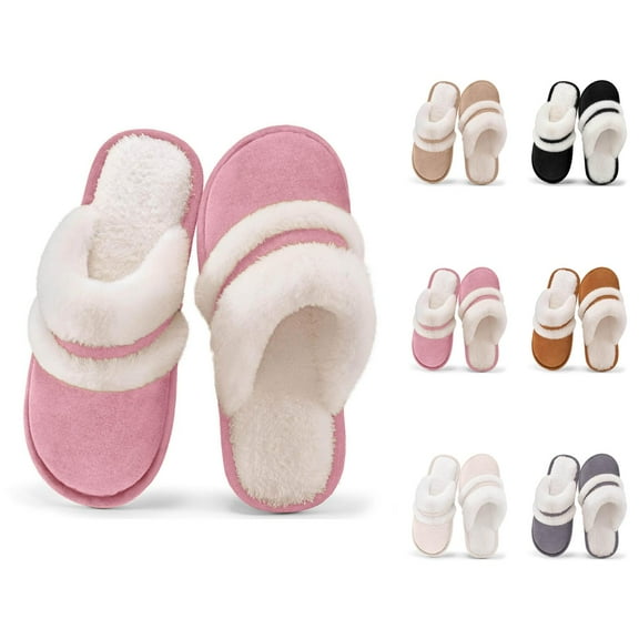 Women's Slippers Fuzzy Indoor Shoes With Arch Support Soft Comfortable Slide On Casual Loafers For Winter House Slippers For Men