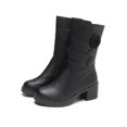thumbnail image 3 of NECHOLOGY Botas Mujer Adulto Femenino Zapatos Botines mujer Otoño e Invierno Botines de mujer Tacón grueso Tacón medio Color sólido Flores negras Cremallera (Black, 6.5), 3 of 7