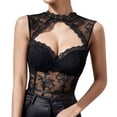 thumbnail image 1 of Gibobby Conjunto Lencería Tanga Y Bralette Body de Camisola Sexy con Cordones y Espalda Abierta con Panel de Malla para Mujer Lencería Sexy de San Valentín Body Encaje(Negro, CH), 1 of 5