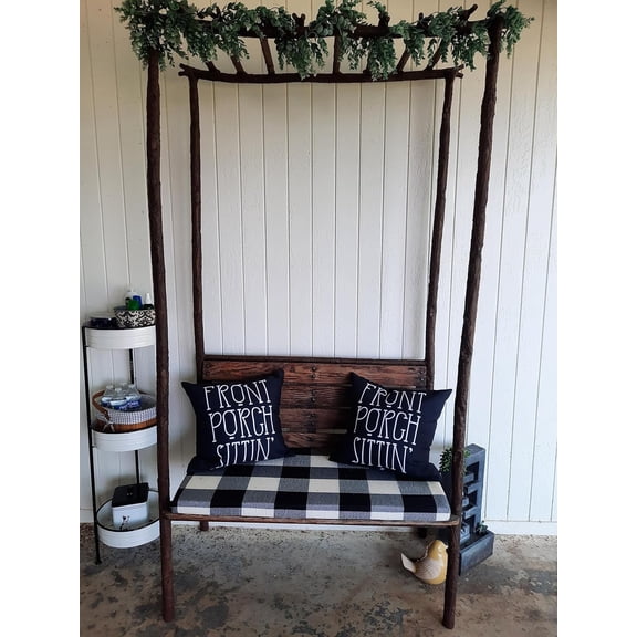Custom Size Bench Cushion Covers Checkered Gingham Plaid Pattern Replacement for Outdoor Indoor Furniture Chair Pad with Zipper 14 Colors