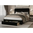thumbnail image 2 of Home Design Freya Full Upholstered Storage Panel Bed Frame with Foam-Cushioned Headboard and Footboard Drawer, Black, Easy Assembly, 2 of 5