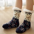thumbnail image 7 of siminsem Christmas Socks for Women Thick Cotton Printed Floor Carpet Socks Warm Cozy Crew Novelty Holiday Stockings Soft Breathable Winter Socks Stocking Stuffers Gifts for Her, Navy,One Size, 7 of 7