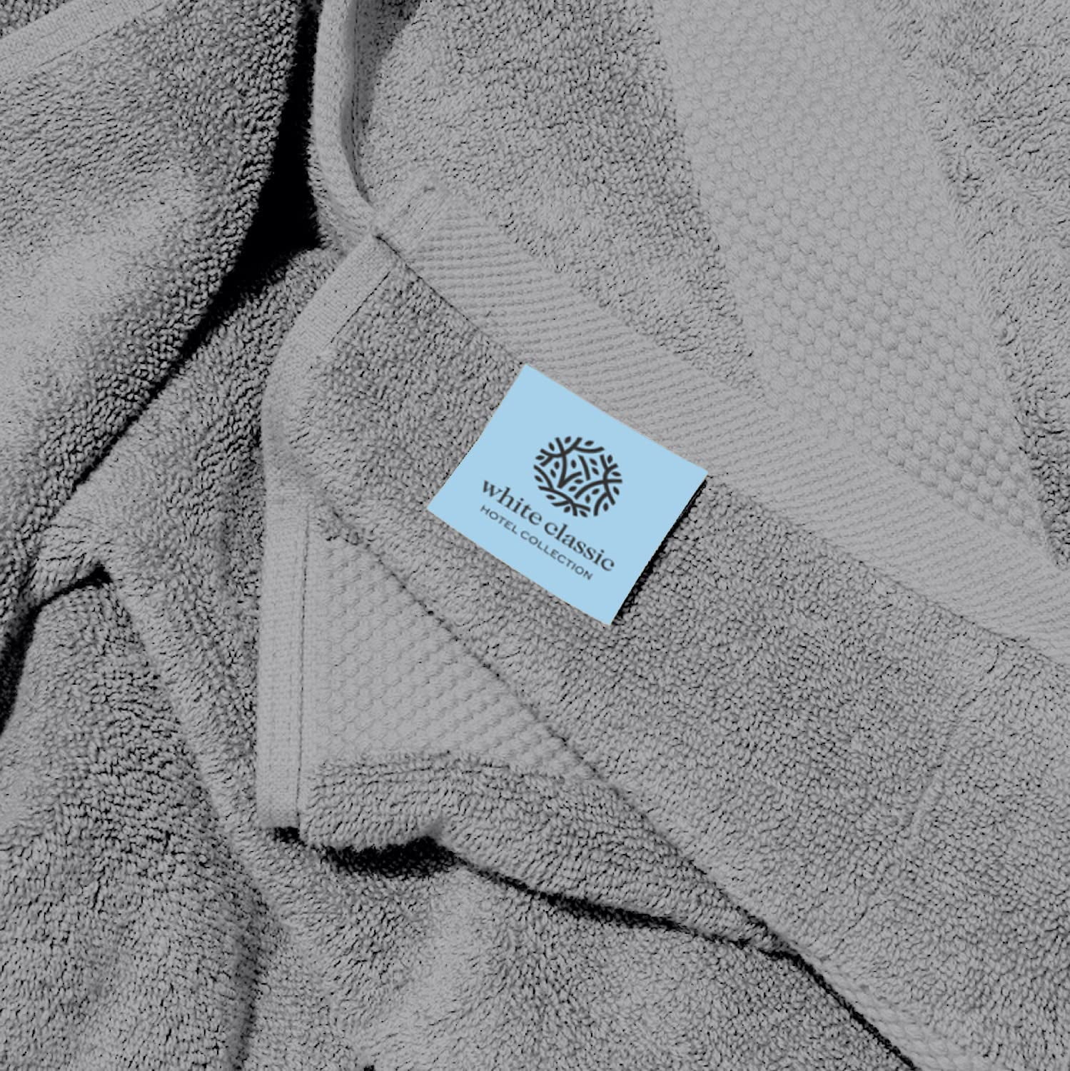 White Classic Hotel Collection 700 Gsm Turkish Cotton Bath Towels, Bathroom Towels Set, Light Gray, 27 x 54, 4 Pack