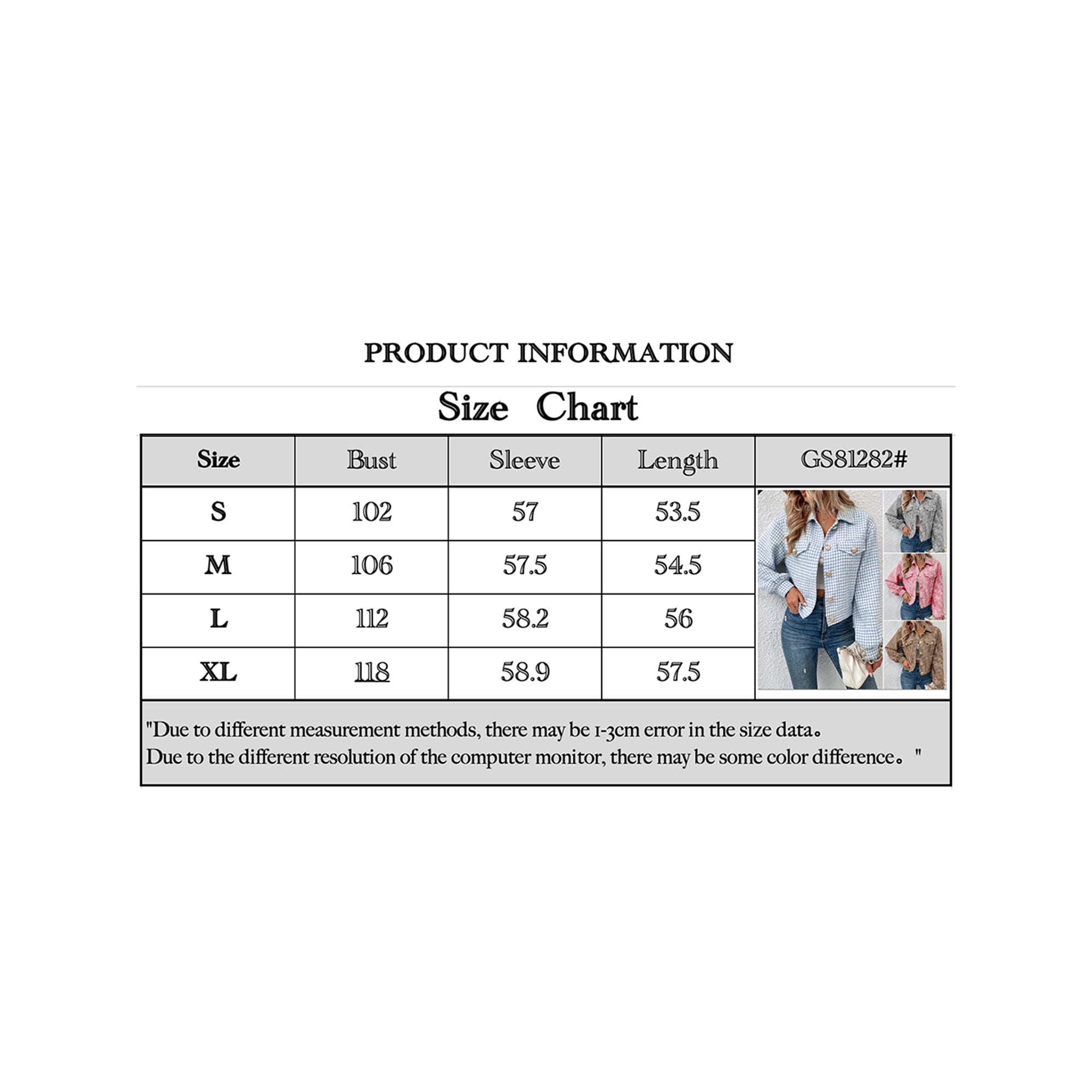 xiaxaixu Women Lightweight Button Jacket Casual Houndstooth