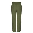 thumbnail image 5 of Green Womens Pants Trousers Cotton Solid Color Daily Trousers for Women Dressy Casual, 5 of 5