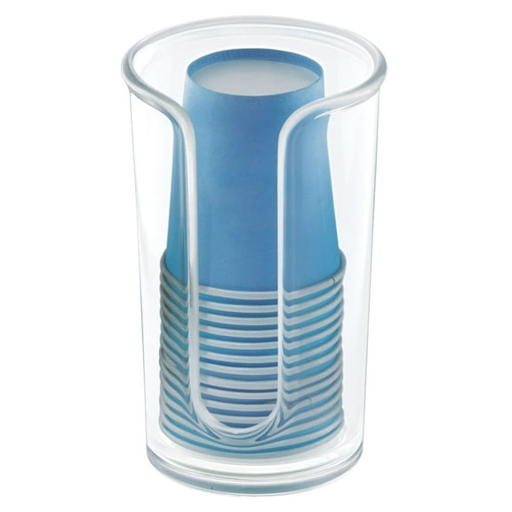mDesign Small Plastic Disposable Paper Mouthwash/Rinsing Cup Dispenser - Clear