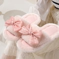 thumbnail image 5 of Xfvqtps Womens Furry Slippers Lace Bowknot Rhinestone Fluffy Plush Open Toe Cute Girlish Princess Comfortable Non-Slip Warm Winter Indoor and Outdoor Slippers Pink, 5 of 8