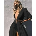 thumbnail image 4 of Wsevypo Women Solid Color Long Beach Kimono Cardigan Open Front Bikini Swimsuit Cover Up, 4 of 5