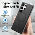 thumbnail image 3 of Allytech Magnetic Case for Samsung Galaxy S23 Ultra, Compatible with MagSafe, Premium PU Leather Slim Fit Anti-Fingerprint & Anti-Drop Protective Case Support Wireless Charging & Car Mount - Black, 3 of 10