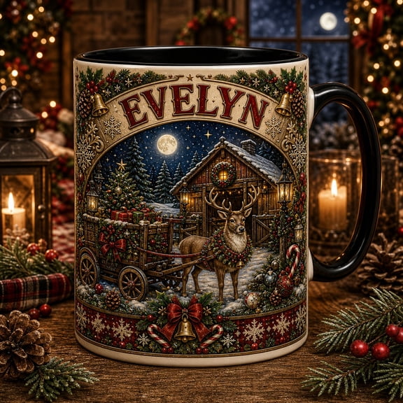Mug Rustic Christmas Stable Ceramic Coffee Cup for Holiday Gift Giving