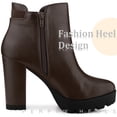 thumbnail image 4 of Unique Bargains Women's Platform Chunky Heels Chelsea Boots Coffee 8.5, 4 of 6