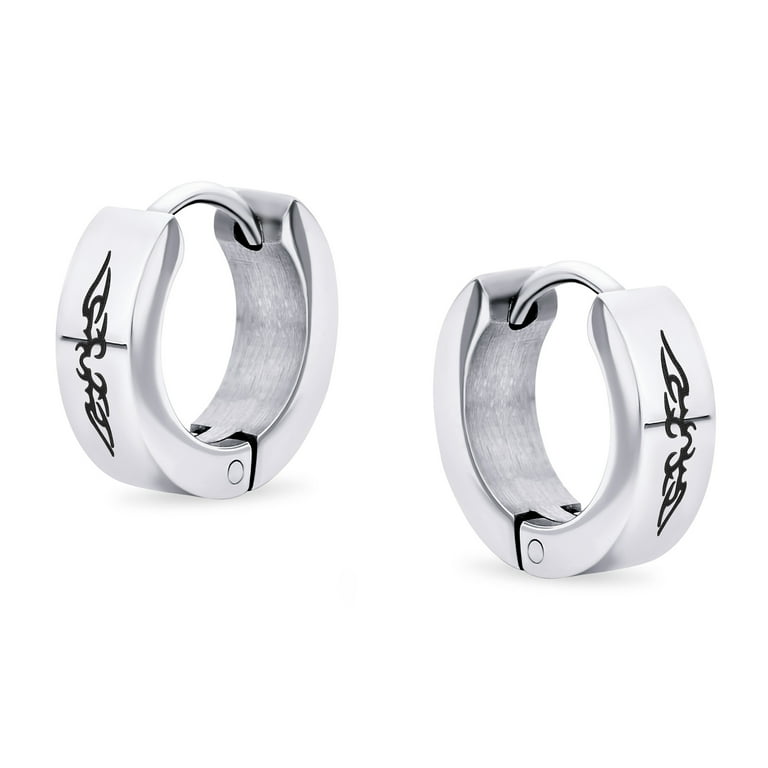 Bling Jewelry Mens Set of Angel Wings Huggie Hoop Kpop Earrings