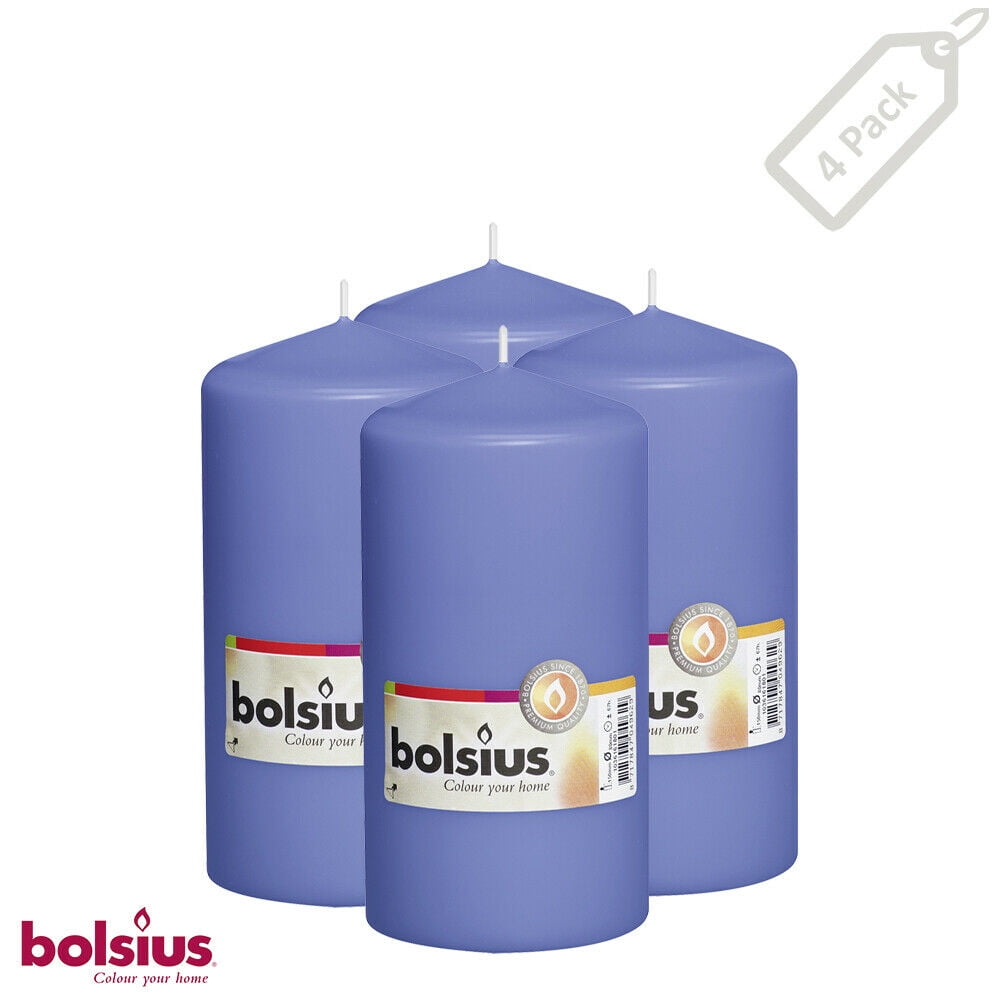 Yummi Pillar Candle Set Of 4 Blue Unscented Candles 35/55hr 