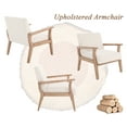 thumbnail image 6 of Guyou Wooden Accent Chair, Modern Linen Upholstered Reading Armchair for Living Room Bedroom Study, Ivory, 6 of 8