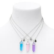 Claires Silver Best Friends Colorful Pendant Necklaces - 3 Pack, Silver,Adult.