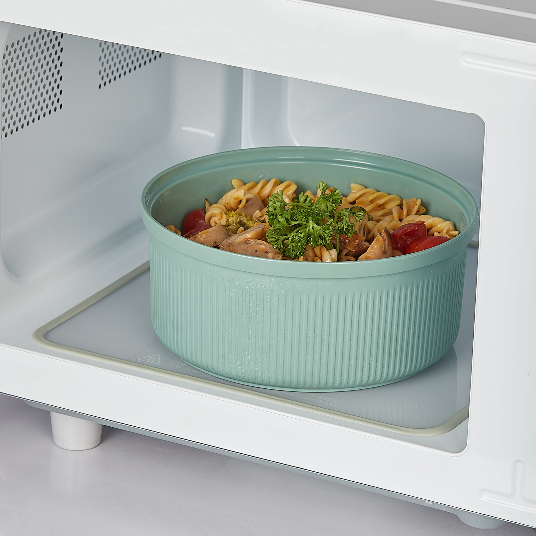 (2 pack) Mainstays Food Storage Bento Container, Round, Green, 47oz Capacity, A Practical Choice for School Lunches and Activities