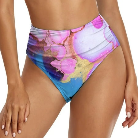 YOTMKGDO Bikini Bottoms For Women  Panties For Women  Women Retro Ruched Swim Short Shirred Tankinis Brief Swimming Trunks  High Waisted  Blue+M