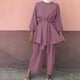 thumbnail image 2 of Traje informal suelto liso para mujer, Top de manga larga con cuello redondo y pantalones largos, traje de manga larga con cuello redondo/camisa, traje Pompotops  qwe23772, 2 of 9