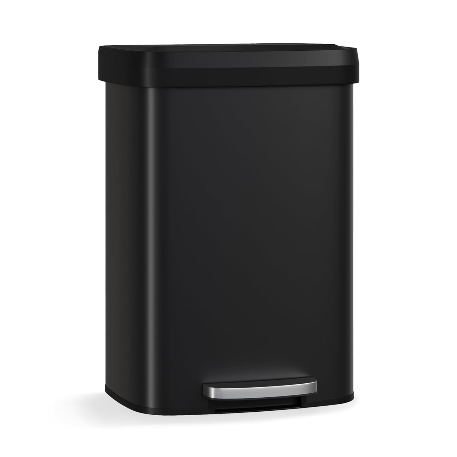 EuKer Large Garbage Can, 13.2 Gallon Garbage Pail with Soft-Close Lid and Rear Handle for Kitchen, Office, Black