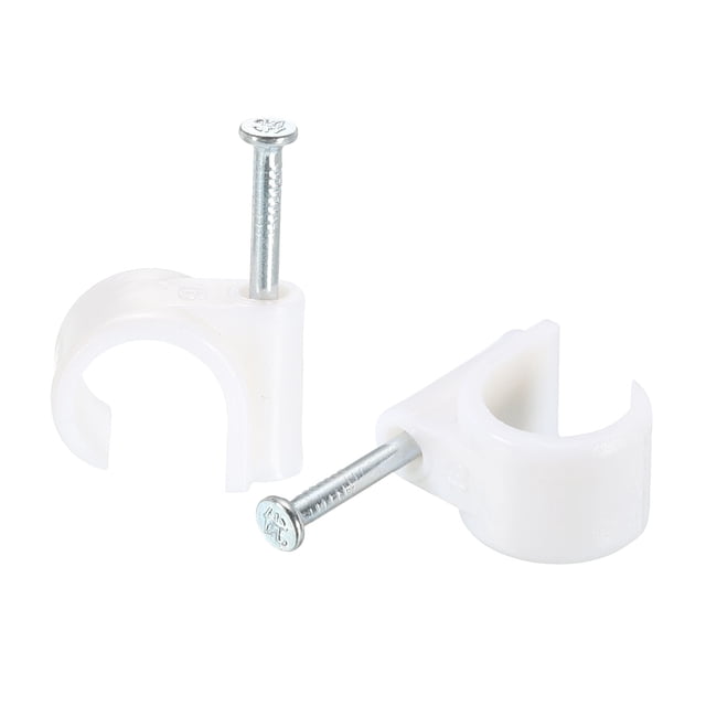 Unique Bargains 14mm Dia PVC White Round Cable Clips with Steel Nail 24 Pack