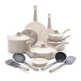 thumbnail image 1 of GreenLife Soft Grip - Juego de 16 ollas de cocina antiadherentes de cerámica suave, sin PFAS con utensilios de cocina y tapa, apto para lavaplatos, color gris pardo, 1 of 5