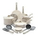 thumbnail image 1 of GreenLife Soft Grip - Juego de 16 ollas de cocina antiadherentes de cerámica suave, sin PFAS con utensilios de cocina y tapa, apto para lavaplatos, color gris pardo, 1 of 5