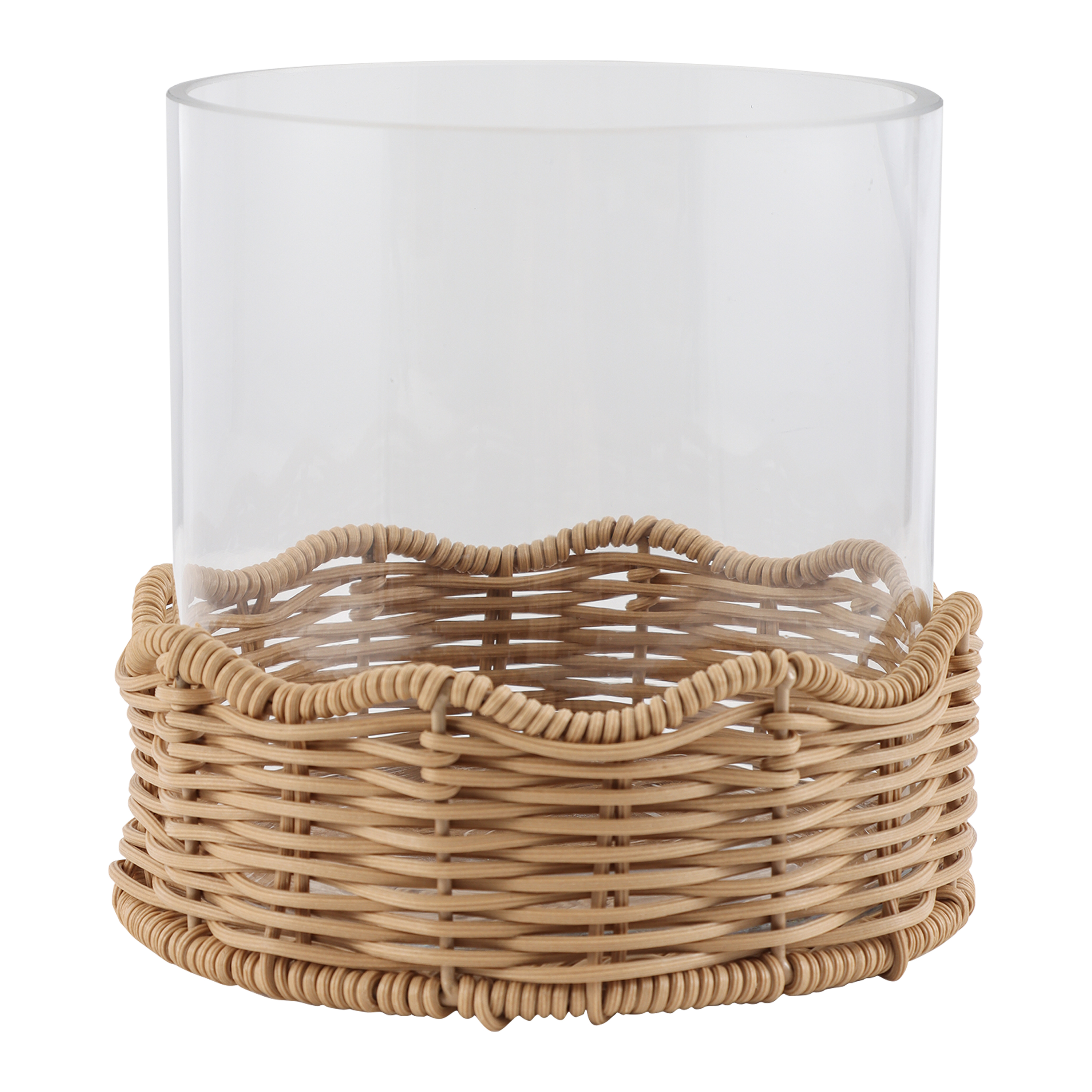 Mainstays by Becky G. & Alejandra 6.7" Scalloped Woven Glass Hurricane Pillar Candle Holder