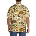 thumbnail image 5 of Naloa Wild West Cowboy Men's Loose Fit Cuban Collar Short-Sleeve Shirt with Button-down and Chest Pocket for Everyday Wear Outings - Small, 5 of 7