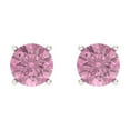 thumbnail image 3 of Clara Pucci 2Ct Pink Round Cut VVS1 Screw Back Stud 18k Solid hypoallergenic Gold Designer Earrings For April, 3 of 7