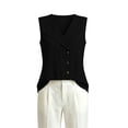 thumbnail image 3 of Womens Button Down Vest Lightweight Sleeveless Vest Button Down Travel Lightweight Vest for Women Vintage Fitted Waistcoat Business Style Black XL, 3 of 8