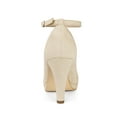thumbnail image 2 of BLISSFUL STEP Women Ankle Strap Round Toe Stiletto Heels Pumps Beige 7, 2 of 7