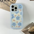 thumbnail image 3 of for iPhone 15 Pro Max Case Cute Floral Curly Wave Frame Design, Clear Aesthetic Flower Pattern Kawaii Wavy Shape for Women Girls, Slim Soft TPU Shockproof Case, Blue, 3 of 9