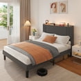 thumbnail image 6 of Hot Sale Wingback Upholstered Queen Bed Frame, Sturdy & Noise-Free Platform Bed, No Box Spring Required, Easy Assembly Dark Grey, 6 of 10